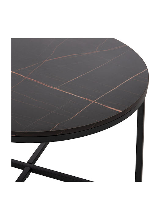 Round Central Coffee Table Black Wooden Black W80xL80xH48cm