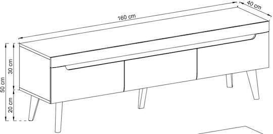 Έπιπλο Τηλεόρασης Μπεζ Μ160xΠ40xΥ50cm