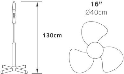 Lineme Ανεμιστήρας Ορθοστάτης 40W Διαμέτρου 40cm