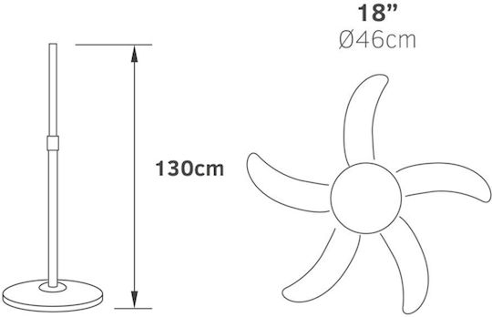 Lineme Ventilator Sockel 55W Lüfterdurchmesser 45cm Weiß