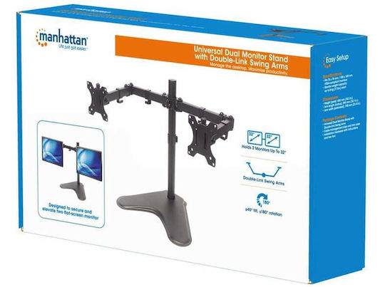 Manhattan Desktop Stand for 2 Monitors up to 32" with Arm (461559)