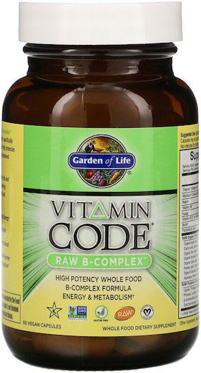 Garden Of Life Vitamin Code Raw B-Complex Vitamina pentru Energie, Întărirea Sistemului Imunitar & Sistemul Nervos 60 capsule veget
