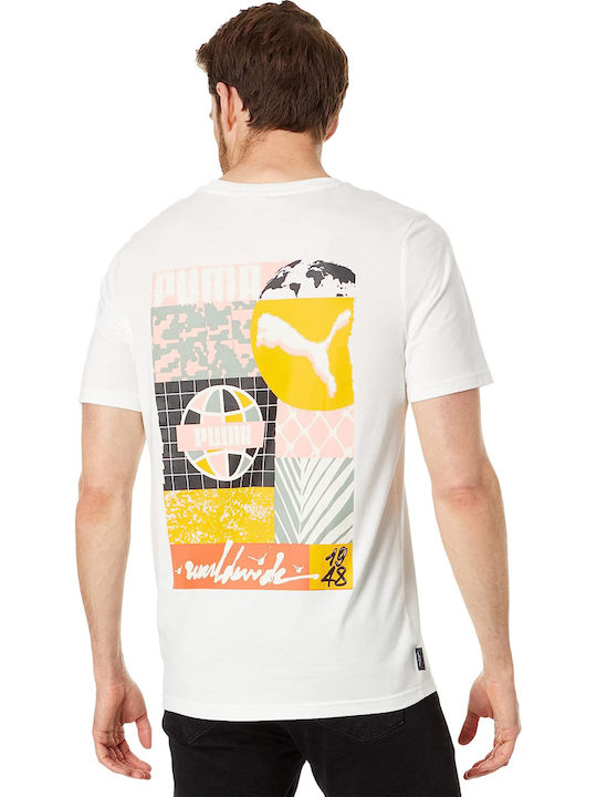 PUMA Worldwide Graphic Kurzarm T-Shirt Weiß PUMA Worldwide Graphic Kurzarm T-Shirt Weiß