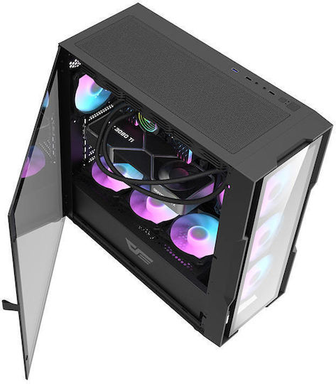 Darkflash DK431 Glass & 4 Fans Gaming Midi Tower Κουτί Υπολογιστή με Πλαϊνό Παράθυρο Μαύρο