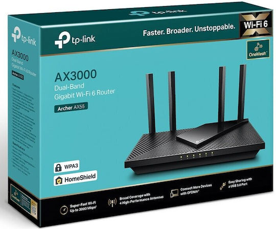 TP-LINK Archer AX55 Pro v1 Ασύρματο Router Wi‑Fi 6 με 5 Θύρες Gigabit
