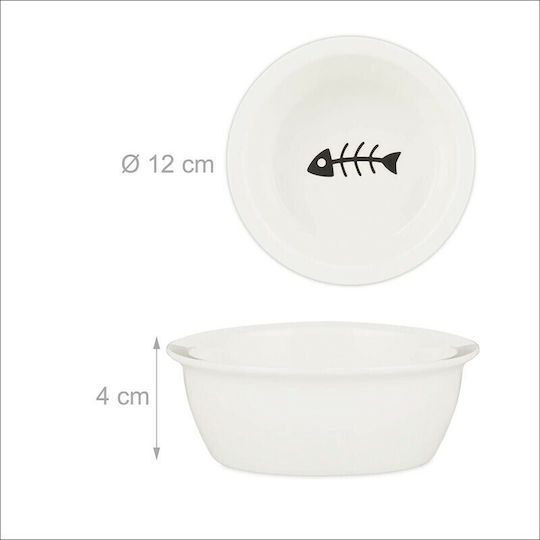 Relaxdays Ceramică Bol Mâncare & Apă pentru Câine & Pisică pe Bază 180ml 12cm în Culoare Bej