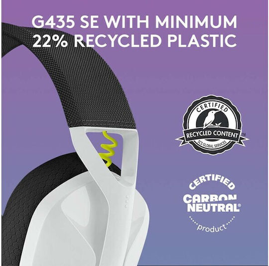 Logitech Wireless Combo G435 & G305 Over Ear Gaming Headset με σύνδεση Bluetooth / USB White/Lime