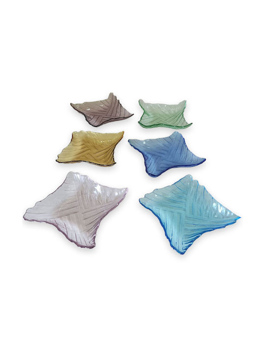 Joli Plate Desert Square Glass Multicolour 10x10cm 6pcs
