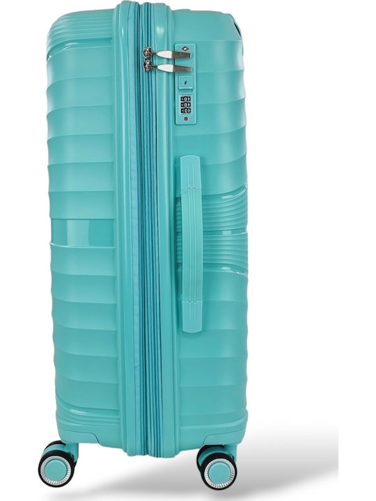 Playbags PP8004 Large Travel Suitcase Hard Turquoise with 4 Wheels Height 75cm pp8004-28