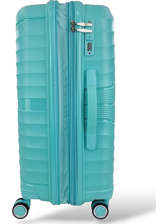 Playbags PP8004 Large Travel Suitcase Hard Turquoise with 4 Wheels Height 75cm pp8004-28