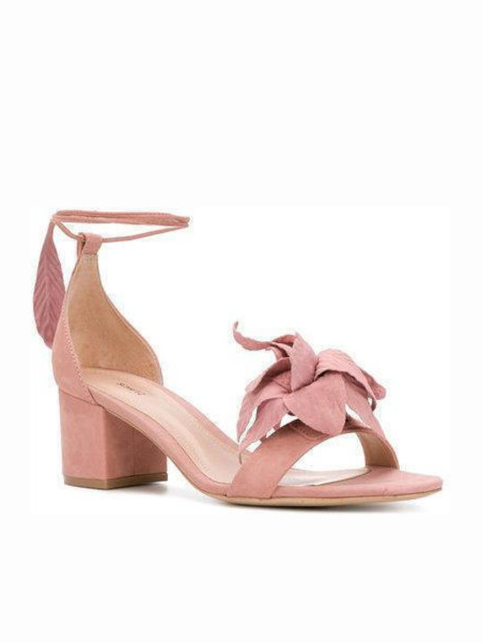 Schutz Suede Women's Sandals with Ankle Strap Pink