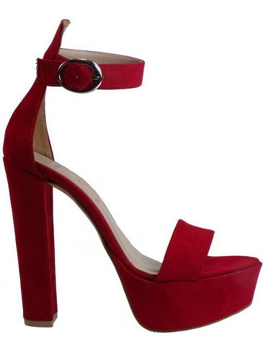 Alessandra Paggioti Platform Suede Women's Sandals Burgundy