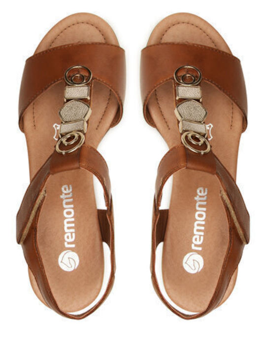 Remonte Leather Women's Sandals Tabac Brown