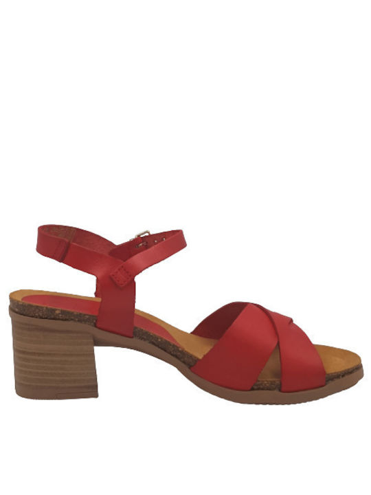 Yokono Leder Damen Sandalen Anatomisch in Rot Farbe