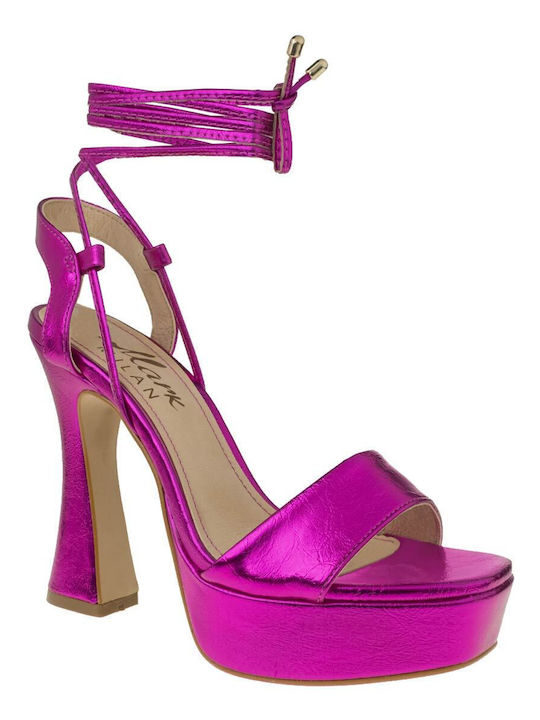 Mark Milan Women's Sandals Fuchsia with Chunky High Heel