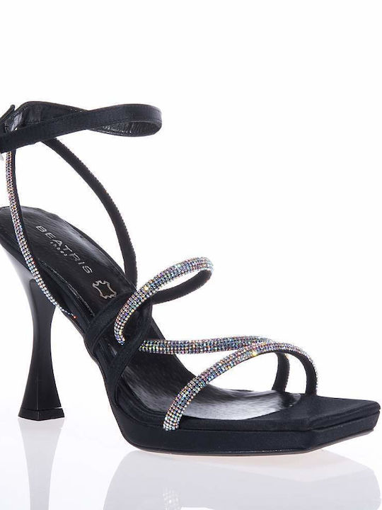 Beatris Stoff Damen Sandalen in Schwarz Farbe