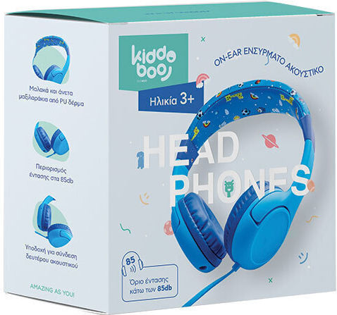 Kiddoboo KBHP03-BLU Ενσύρματα Παιδικά On Ear Ακουστικά Μπλε