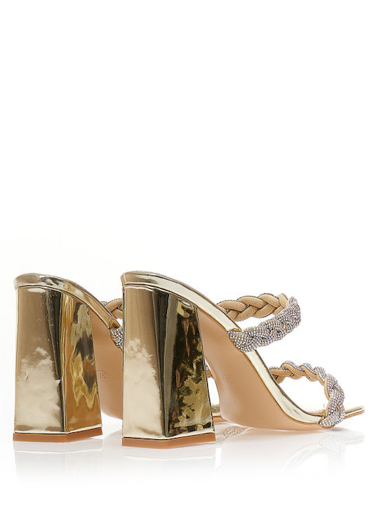 Sandalen mit Strass Gold