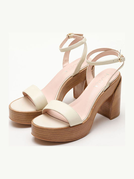 Leder Sandalen Beige