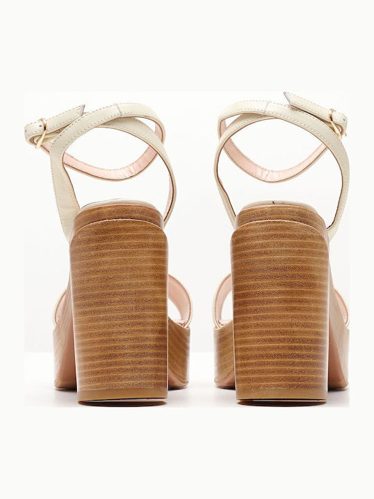 Leder Sandalen Beige