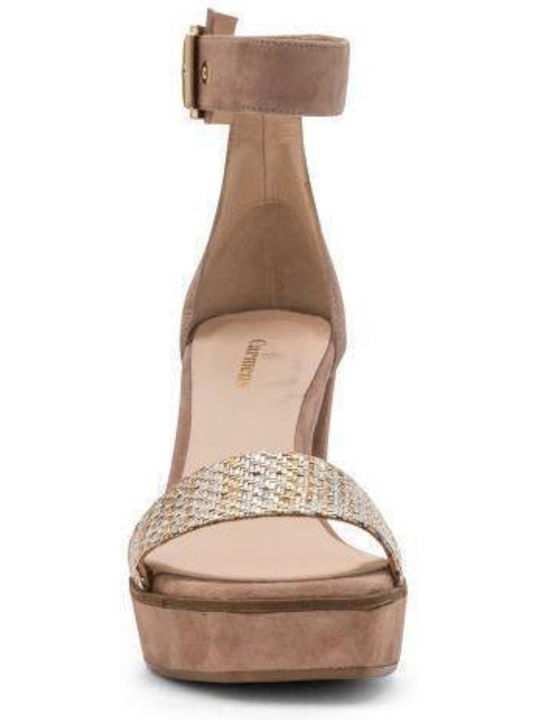 Cameo Leather Women's Sandals with Ankle Strap Gold