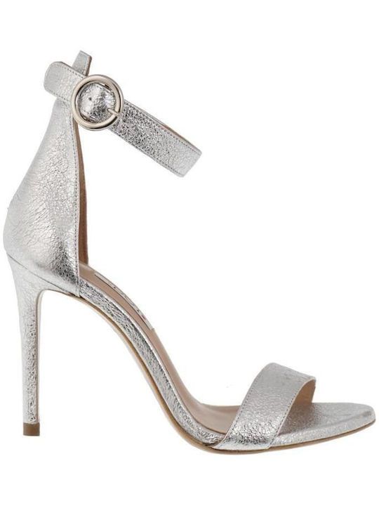 Red Dot Women's Sandals with Ankle Strap Silver