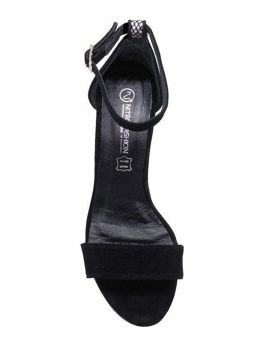 Leder Damen Sandalen in Schwarz Farbe