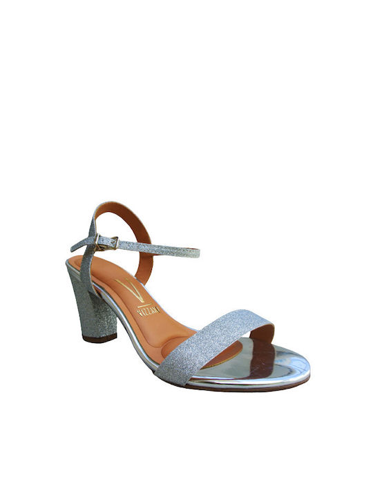 Vizzano Anatomic Women's Sandals Silver with Chunky High Heel