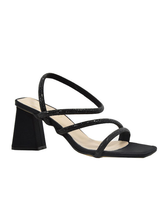 Piedini Stoff Damen Sandalen in Schwarz Farbe