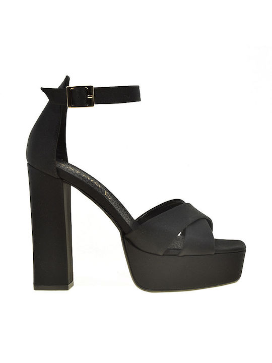 Piedini Stoff Damen Sandalen in Schwarz Farbe