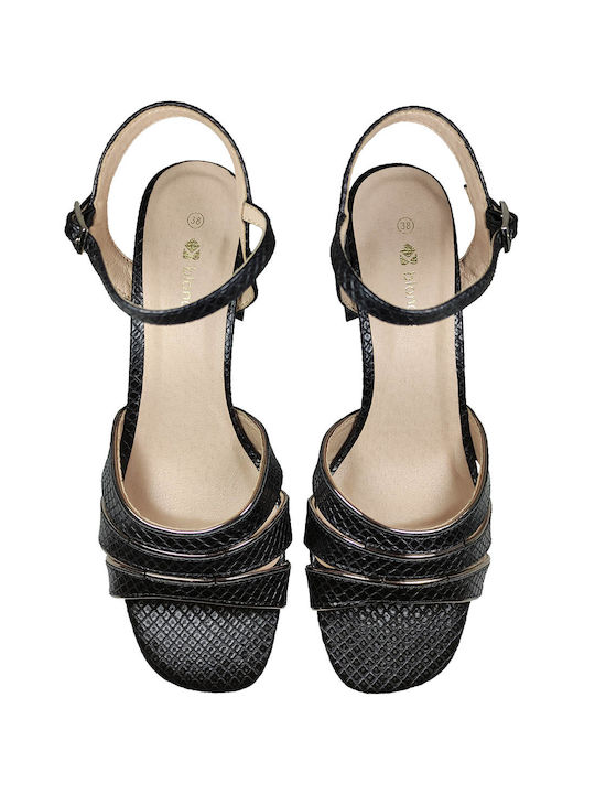 Blondie Women's Sandals Black with Chunky Medium Heel