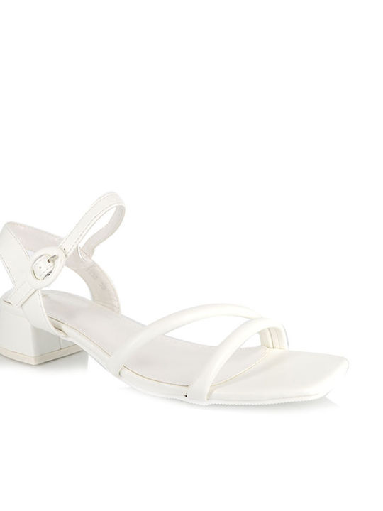 Malesa Women's Sandals with Ankle Strap White