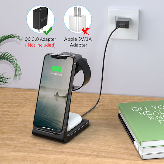 Techsuit Charging Stand 10W in Black color (CHWR016)