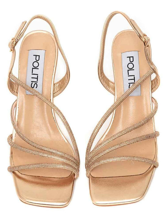 Leder Sandalen Anatomisch mit Strass Gold