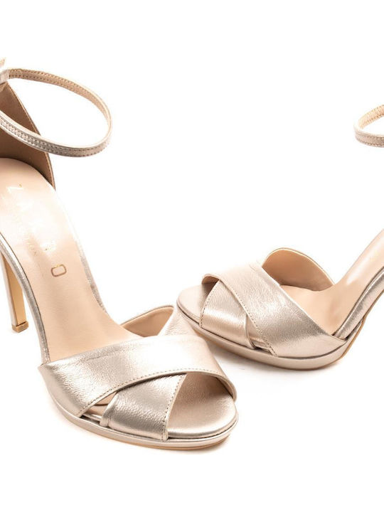 Leder Sandalen Gold