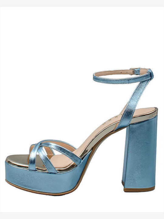 Zakro Collection Leder Damen Sandalen in Hellblau Farbe