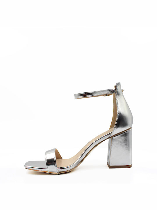 Mia Women's Sandals with Ankle Strap Silver