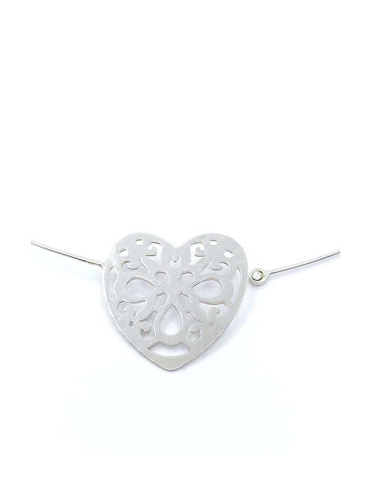 PS Silver Choker with design Heart from Silver with Zircon