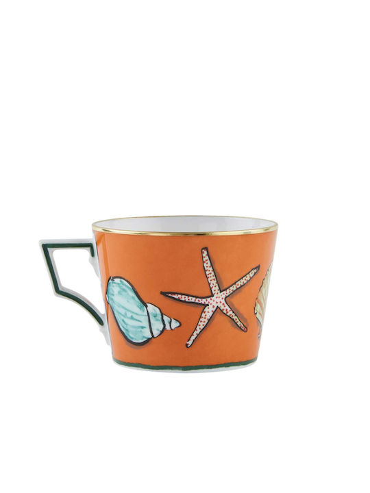 Richard Ginori Set of Cups Tea Porcelain Orange 2pcs