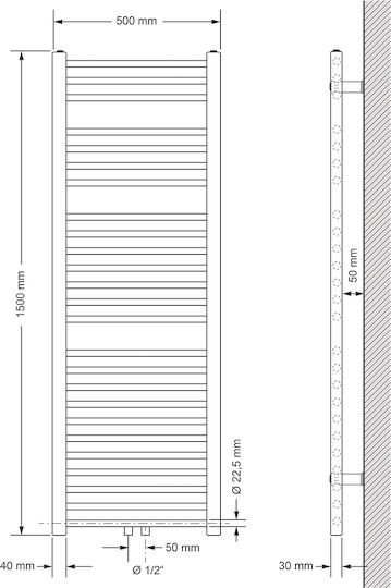 ECD Germany Релса за кърпи за Баня 1500x500 Сив