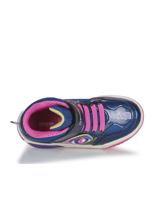 J INEK Kids Sneakers High with Scratch & Lights Blue