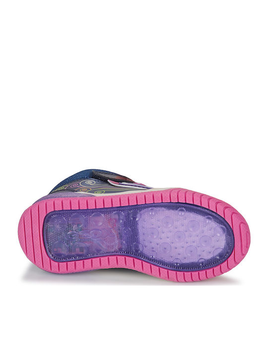 J INEK Kids Sneakers High with Scratch & Lights Blue