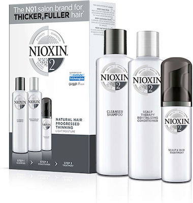 Nioxin System 2 Natural Hair Progressed Thinning Set de îngrijire a părului împotriva căderii părului cu Șampon 3buc