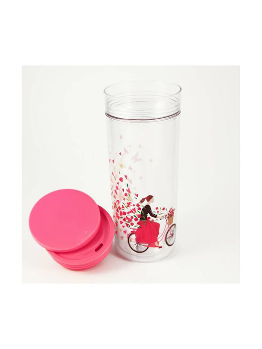 Chic Mic Butterflies Plastic Cup with Lid Transparent 550ml