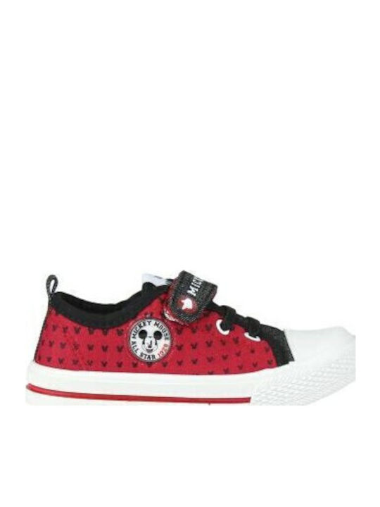 Mickey Mouse Παιδικά Sneakers με Σκρατς Κόκκινα