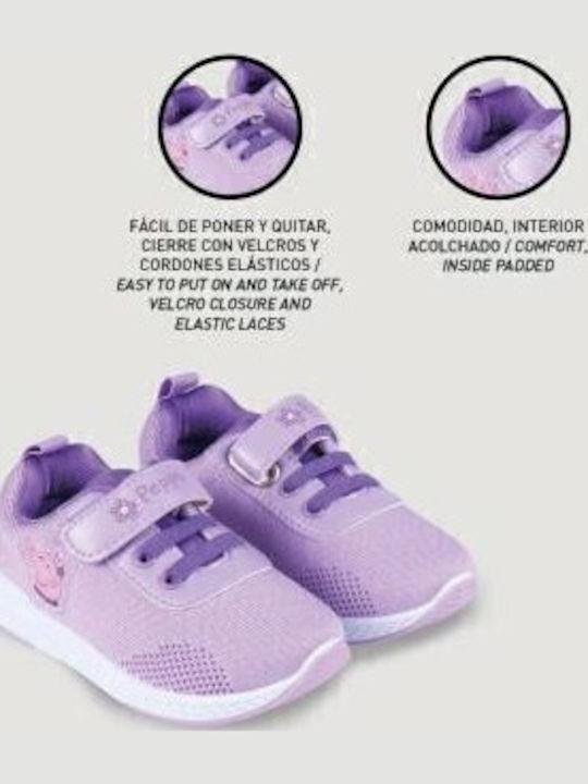 Peppa Pig Kids Sneakers with Hoop & Loop Closure Purple