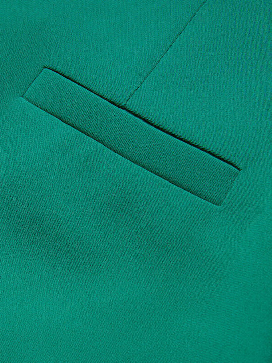 Women's High-waisted Fabric Trousers in Wide Line Green