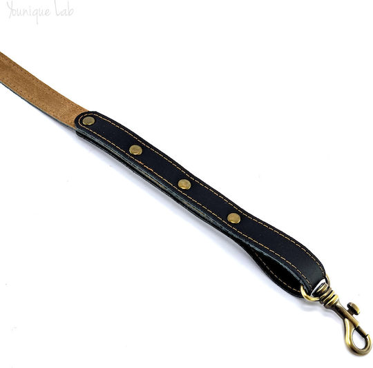 Younique Lab Dog Leash/Lead Leather SMALL in Black color 3cm