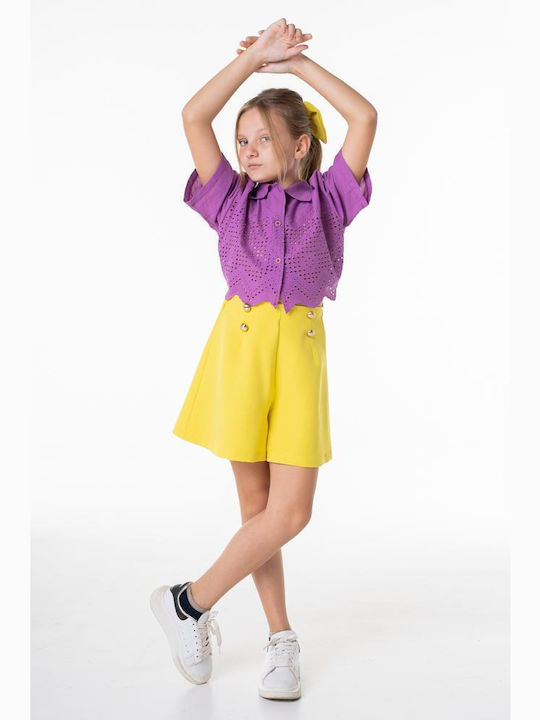 Genius Kids Set with Shorts Summer 2pcs Purple