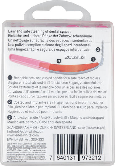 Edel White Profi-Line Interdental Brushes with Handle 0.5mm Red 6 Pieces